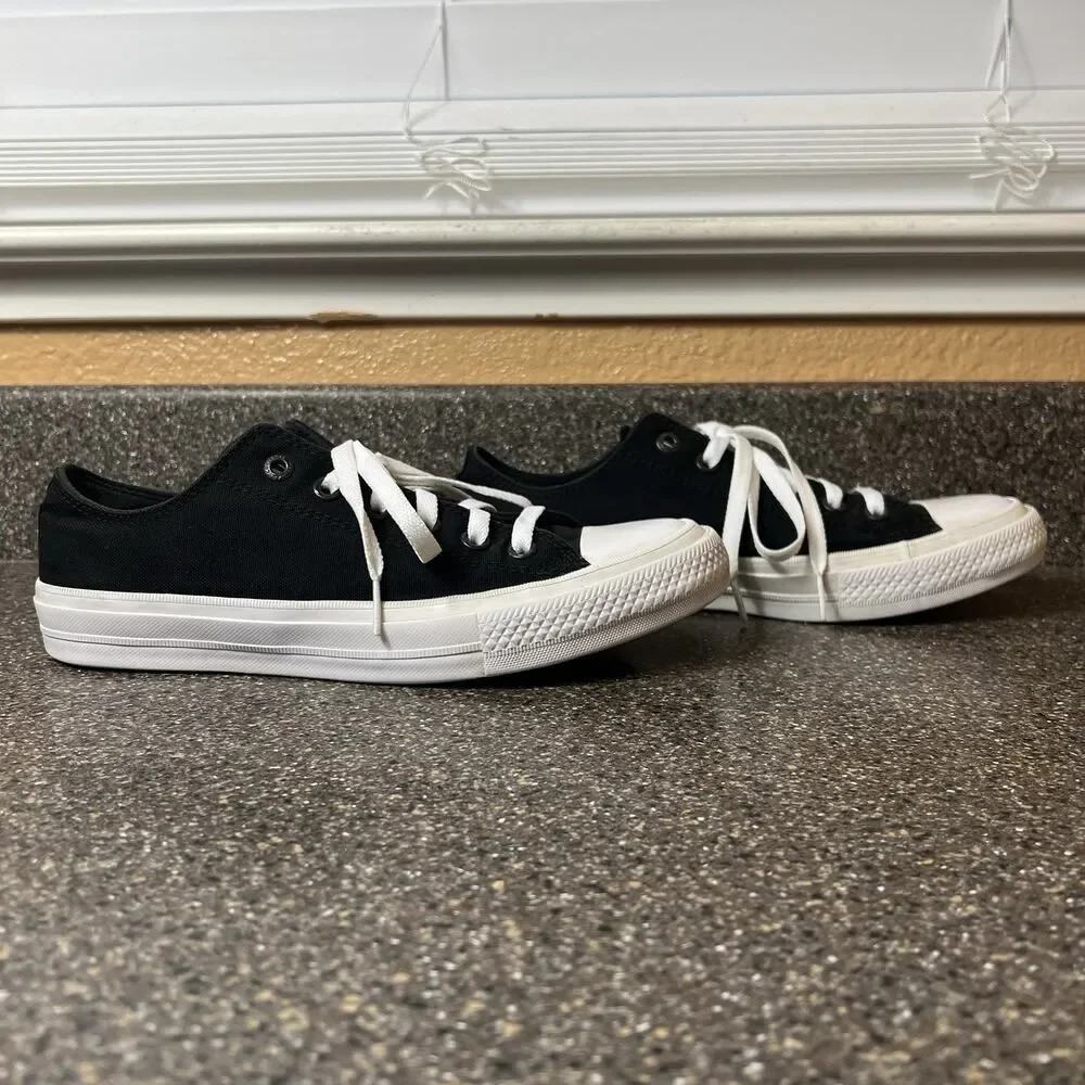Converse wt Lunarlon Low Top Women's 9 Black Canvas Sneaker Skate Lace Up Mens 7